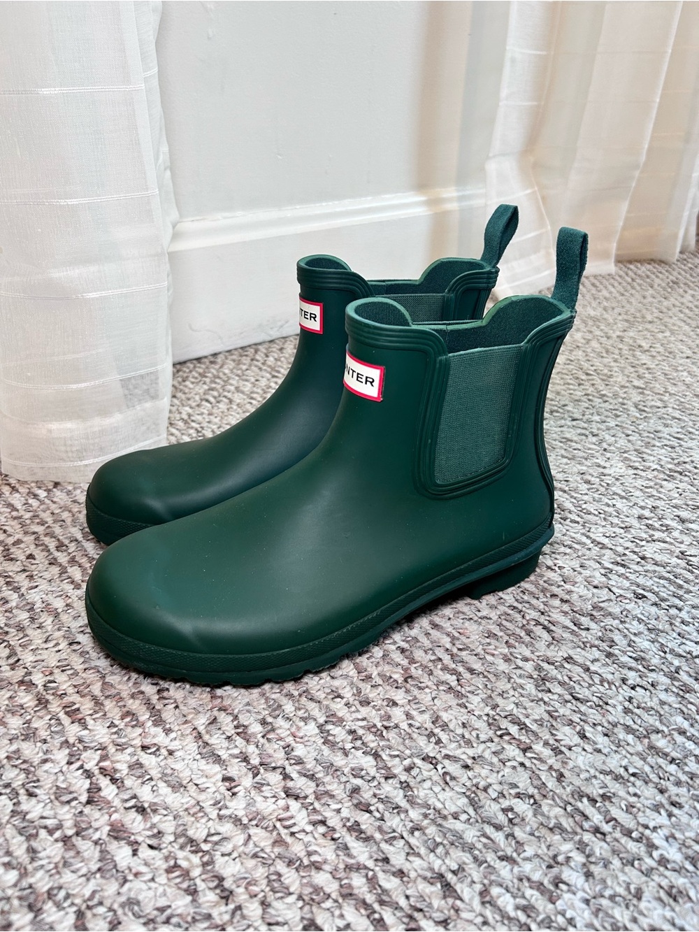 Hunter Green Chelsea Ankle Rain Boots Waterproof Women’s 10 Excellent Condition - Picture 2 of 5